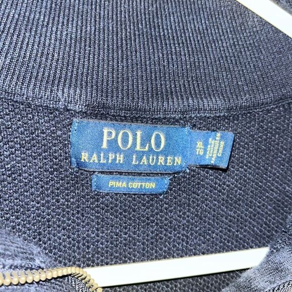 Navy Blue Polo by Ralph Lauren button neck Long sleeve sweater sweatshirt Pony-L - Picture 4 of 6